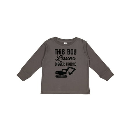 

Inktastic This Boy Loves Digger Trucks Construction Gift Toddler Boy Girl Long Sleeve T-Shirt