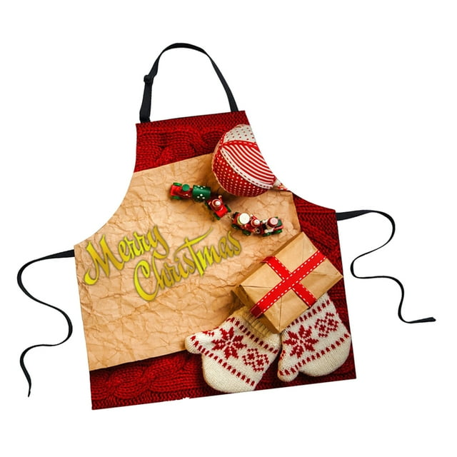 Delantal navideño unisex de algodón duradero, lavable, para chef, cocina, repostería, restaurante y manualidades, 75 x 67 cm, diseño navideño. Regalo 1