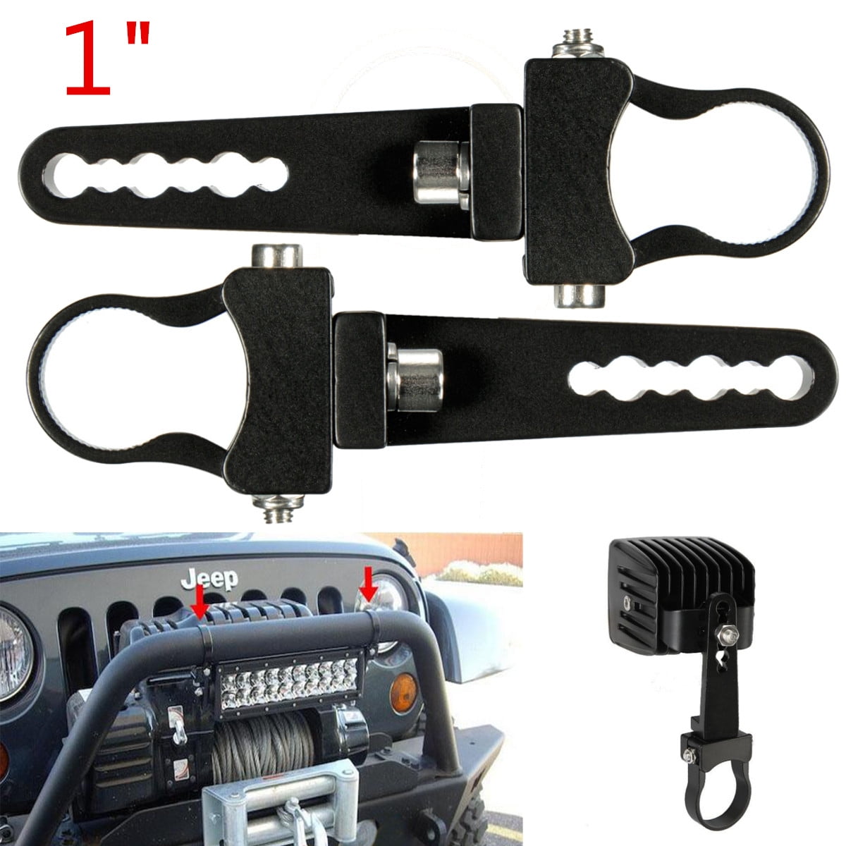2X 1 Inch LED Light Bar Roll Mount Bracket Clamps Holder For Off clamp