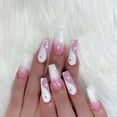 thumbnail image 1 of Prensa brillante en las uñas largas con diseños, pegamento falso de ataúd rosa en las uñas, clavos de Taichi para mujeres, uñas gruesas de ataúd de cobertura completa, uñas acrílicas para decoración Namotu HMYH840, 1 of 7