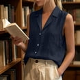 thumbnail image 4 of ZGRBOU Womens Sleeveless Button Down Shirts Summer Cotton Linen V Neck Blouses Solid Color Casual Work Tank Tops, 4 of 7