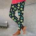 thumbnail image 2 of Lightning Prime Today BiZtdJrK St Patrick's Day Leggings for Women Butt Lift Tummy Control High Waist Sporty Yoga Pants Clover Pattern Print Tight Trousers Black S, 2 of 4