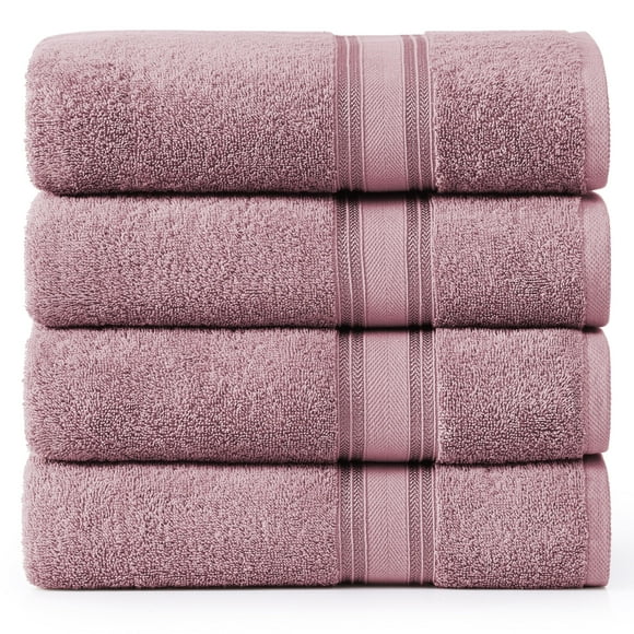 Juego de toallas de baño LANE LINEN Luxury, 100% algodón, 4 piezas, Wishful Mauve