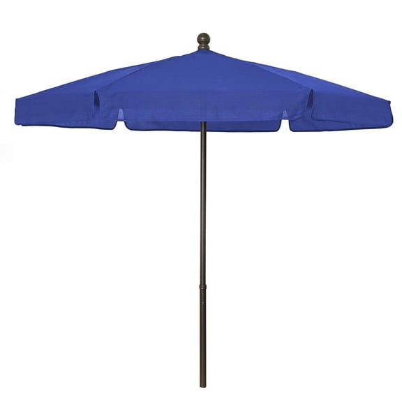 Fiberbuilt 7.5' Hex Garden Umbrella 6 Rib Push Up Champagne Bronze with Pacific Blue Vinyl Coated Weave Canopy, 7GPUCB-Pacific Blue