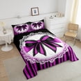 thumbnail image 4 of Erosebridal Purple Bow Tie Comforter Sets Full Size, Abstract Geomrtry Comforters & Duvets, Princess Style Decor, Reversible, 4 of 7