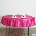 thumbnail image 2 of BalsaCircle 90" Fuchsia Round Satin Tablecloth Table Covers Reception Catering Table Linens, 2 of 5