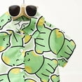thumbnail image 4 of Faraee Toddler Boy Clothes 2Pcs Summer Beach Outfits Short Sleeve Button Down Shirt Shorts Baby Boys Casual Clothing Set 1-14 Years Green, 4 of 6