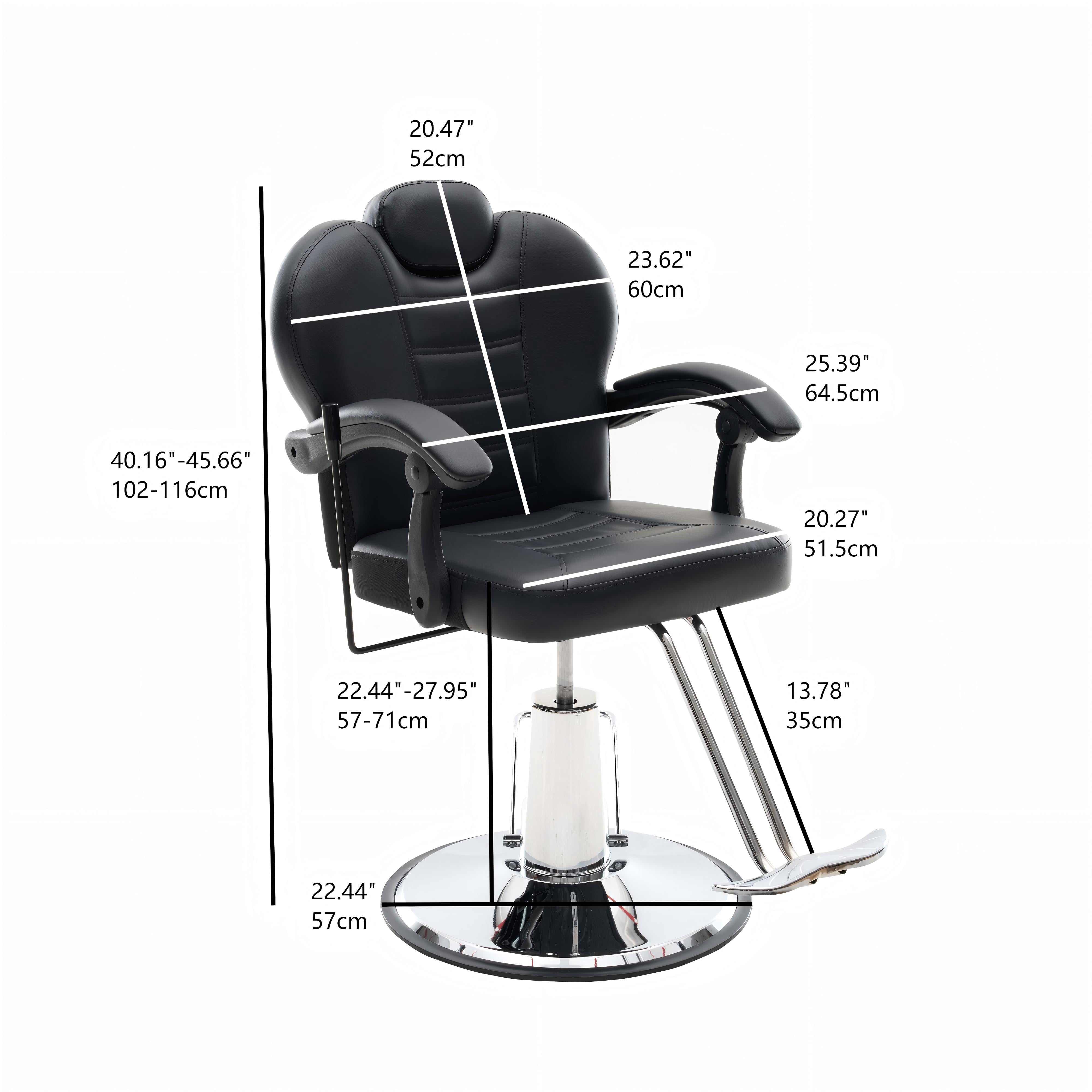 90 to 150-Degree Reclining Barber Chair with Hydraulic Pump and 360 Swivel, Heavy-Duty Salon Styling Chair with PU Leather and 400 lb Capacity, Black
