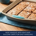 thumbnail image 2 of Rachael Ray Cucina 9 inch Nonstick Bakeware Square Cake Pan, Latte Brown with Agave Blue Handles, 2 of 8