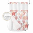 thumbnail image 2 of Red Orange Coastal No Hook Shower Curtain Waterproof,Bathroom Curtains with Snap in Liners and See Through Top Window,Sea Turtle Nautical Coral Summer Beach Hotel Bathtub Curtains Shower 72"Wx96"L, 2 of 8