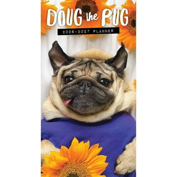 Willow Creek Press, Doug the Pug Monthly 2026 Pocket Planner, 3.5'' X 6.5'', 12-Month Calendar with Stapled Binding