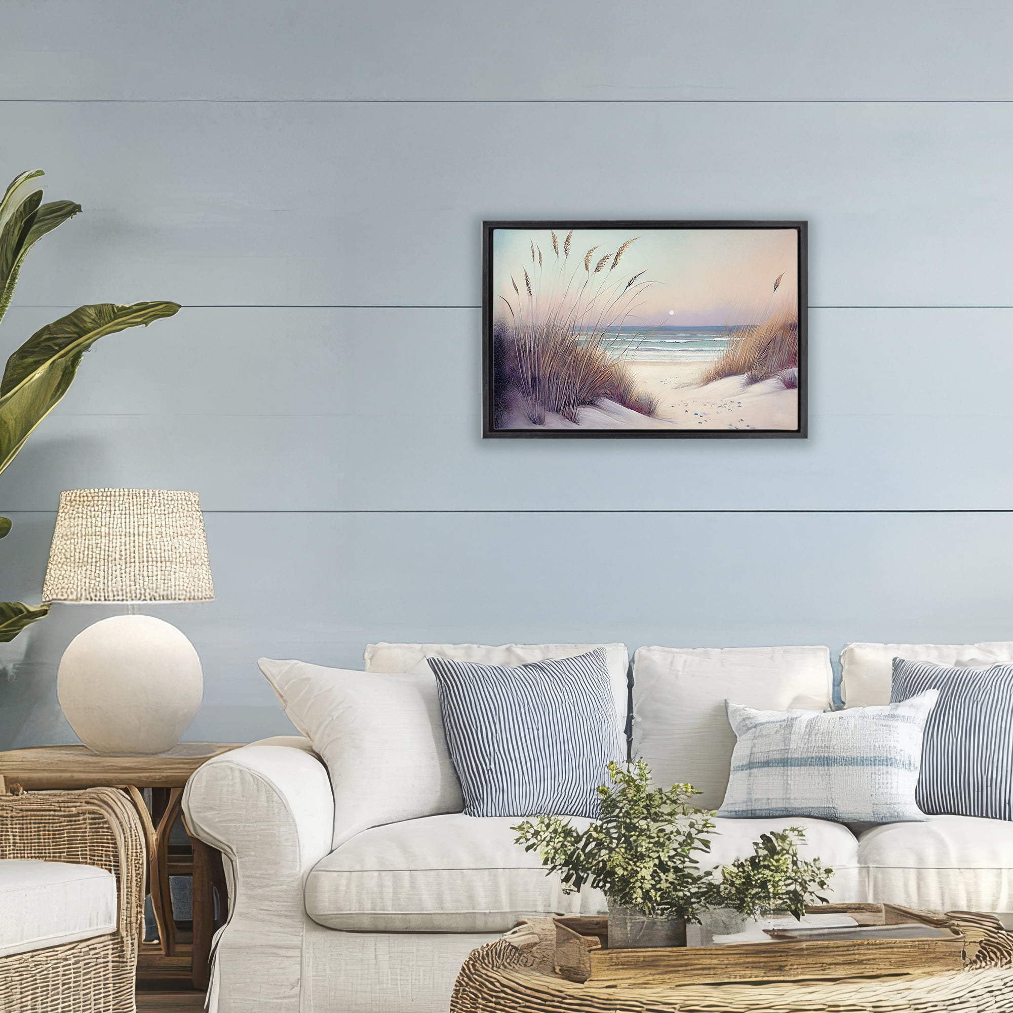 Euphoria Beach Dunes View Black Framed Floater Canvas Wall Art, design by Sasha