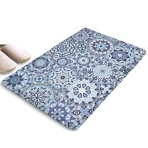 Lue Ethnic Geometric Pattern Flannel Non Slip Door Rugs,Washable Door Mats Indoor,Decorative Door Mats,Dirt-Resistant and Absorbent Doormat for Entrance,Bedroom,Kitchen,Bathroom,31.5x17in(80x43cm)