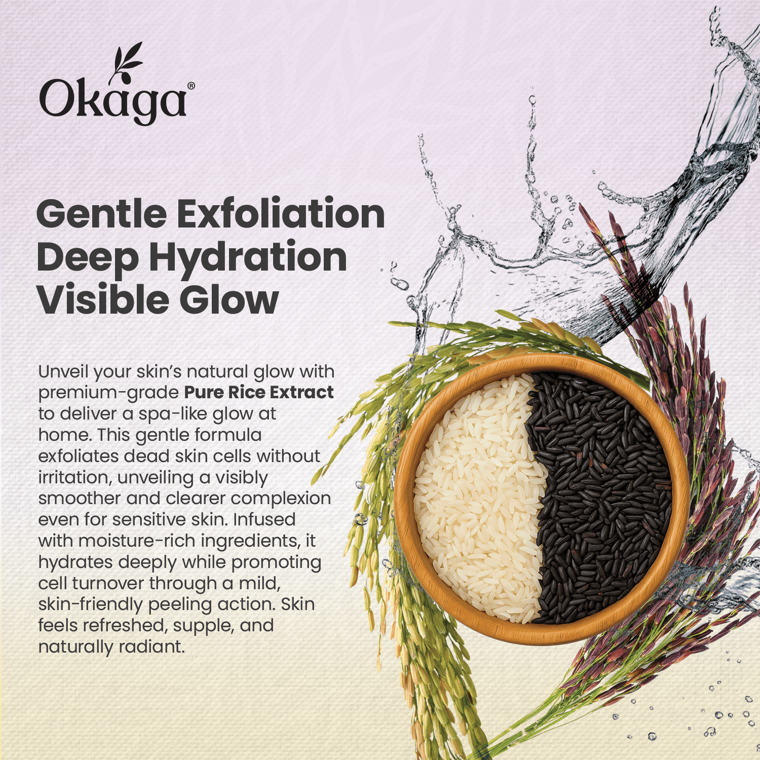 Okaga Peel Shot Duo, Black & White Rice Exfoliant Skincare Set for Face, Gentle Daily Glow Peel & Advanced Peel Shot, Removes Dead Skin for a Smooth, Radiant & Brighter Complexion for All Skin Types