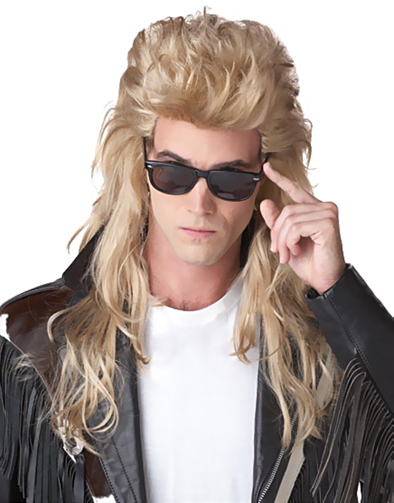 80s Mullet Wig Pop Fancy Dress Accessory Costume Black Brown Blonde Popstar Rock 