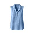 thumbnail image 5 of Women's Linen Sleeveless Blouse Lapel Collar Half Button Casual Tank Top Blue XL, 5 of 6