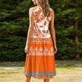 thumbnail image 6 of Gamivast Bohemian Dress for Women Tribal Ethnic Print Crew Neck Sleeveless Sundress Casual Summer Style Midi Dress Boho Beach Outfits A-Line Sun Dress, 6 of 7