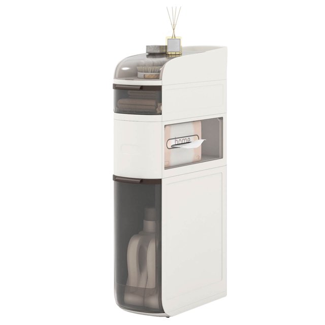 Costway 4-Tier Narrow Bathroom Storage Cabinet with Drawers Tissue Box Wheels for Kitchen