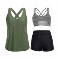 thumbnail image 5 of EliteGoogv Hollow Out Tankini Set For Women Backless Bikini With Cover Up Summer Beach Vacation Resort Swimwear Army Green, 5 of 5