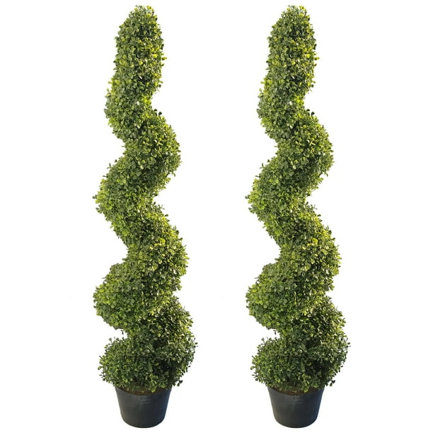 4'Artificial Topiary Spiral Boxwood Trees (Set of 2) by Northwood