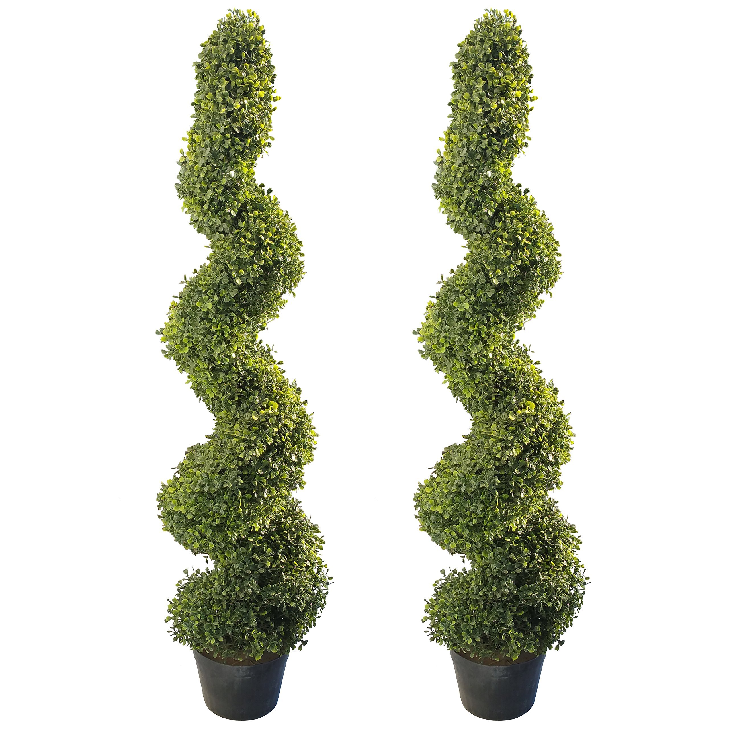 4'Artificial Topiary Spiral Boxwood Trees (Set of 2) by Northwood CalligerHighly Realistic 