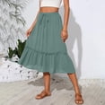 thumbnail image 5 of Women’s Midi Skirt with Elastic Waistband Drawstring Ruffle Hem Flowy Lightweight Casual Skirt with Pockets for Daily Wear Mint Green M, 5 of 6