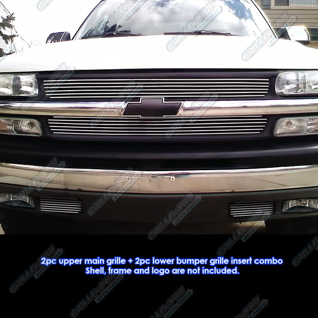 APS Compatible with 1999-2002 Chevy Silverado 1500 2000-2006 Suburban Tahoe Black Billet Grille Grill Insert S18-H86058C 
