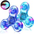 thumbnail image 1 of Paquete de 2 Fidget Spinners, juguetes antiestrés iluminados de Navidad para niños y adultos, juguetes antiestrés que brillan en la oscuridad para adolescentes, niños y niñas, premios para el aula par, 1 of 5