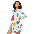 thumbnail image 3 of FORMRS Womens Long Sleeve Nightgowns Crew Neck Sleep Shirt Soft Pajamas Sizes S-3XL, Colorful Round, 3 of 8