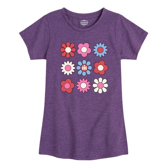 Case IH - Flower Pattern - Girls Fitted Short Sleeve Graphic T-Shirt