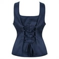 thumbnail image 3 of Grebrafan Corset Pirate Burlesque Lace up Clothing for Women Blue M, 3 of 5