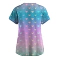 thumbnail image 3 of Qwertyu Plus Size Scrubs for Women V Neck Short Sleeve Trendy Scrub Shirts Cute Heart Print Pattern Medical Scrubs with Pockets Cyan L, 3 of 3