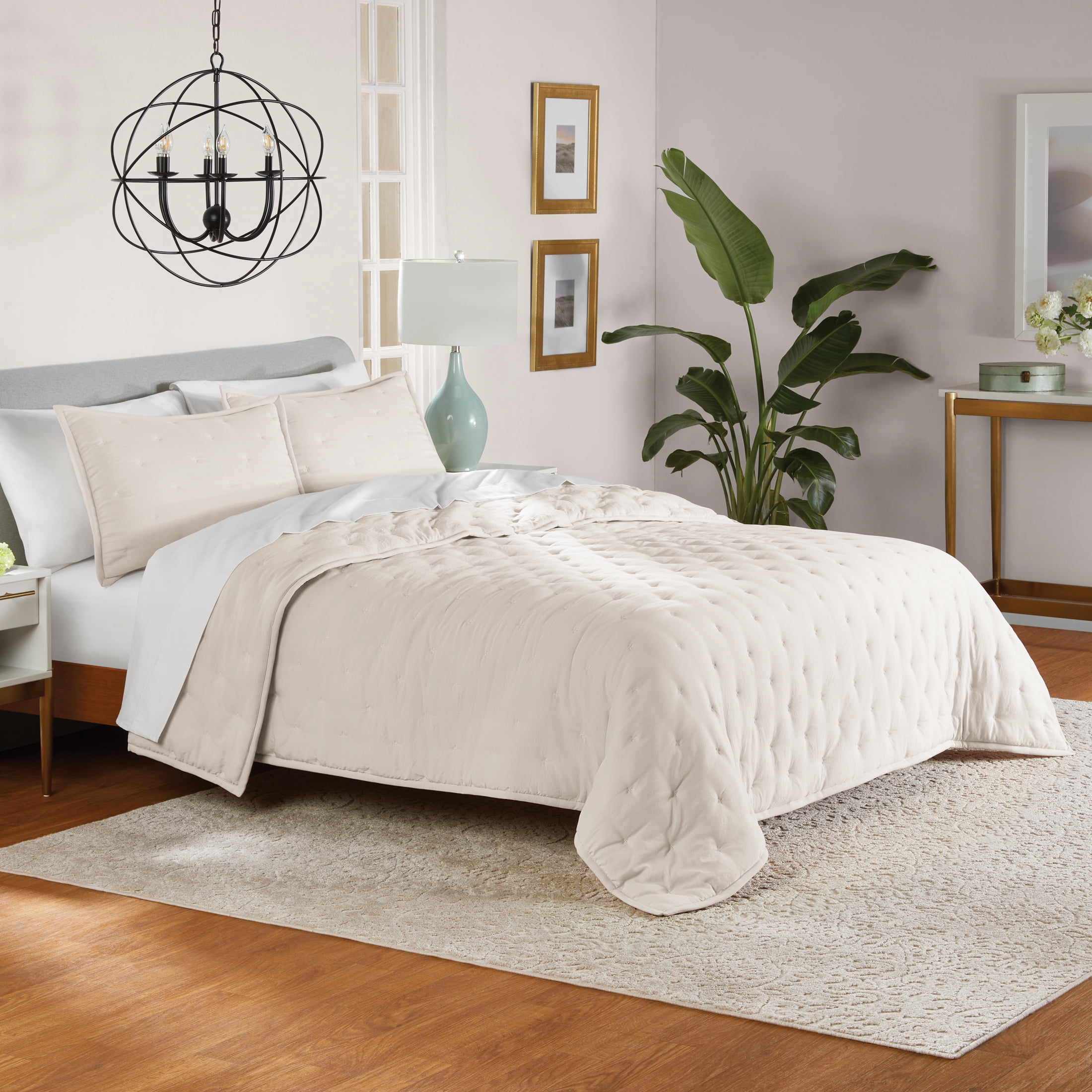 Mainstays King Comforter Set, All-Season, 3-Piece, Cream