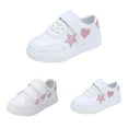 thumbnail image 2 of YunPes Toddler Girls Stylish Sneakers Cute Glitter Star Patch White Skate Shoes Non-Slip Cushioned Athletic Shoes with Hook & Loop, 2 of 9