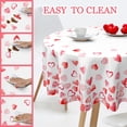 thumbnail image 4 of Happy Valentine''s Day Tablecloth Round 60 Inch, Love Heart Table Cloth Washable Table Cover for Anniversary Wedding Party Picnic Kitchen Dinner Decor, 4 of 5