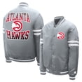 thumbnail image 3 of Youth Starter Gray Atlanta Hawks Comic-Style Satin Full-Snap Varsity Jacket, 3 of 3