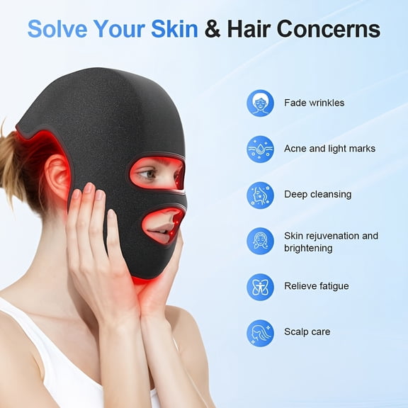 iKeener LED Hat & Face Mask with Red Light Treatment (660nm 850nm) for Radiant Skin, Age-Defying Glow, and Healthy Hair Growth
