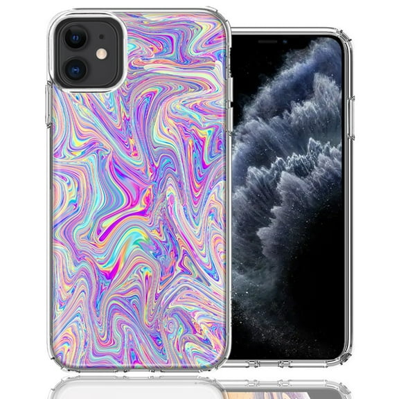MUNDAZE For Apple iPhone 11 Paint Swirl Design Double Layer Phone Case Cover