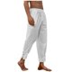 thumbnail image 2 of Pantalones largos para hombre, color liso, holgados, informales, con bolsillos, de lino, cintura elástica, con cordón ajustable, pierna dividida, de poliéster., 2 of 7