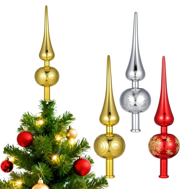 GOOHOCHY - Juego de 3 adornos de plástico para la punta del árbol de Navidad - Decoraciones para fiestas navideñas