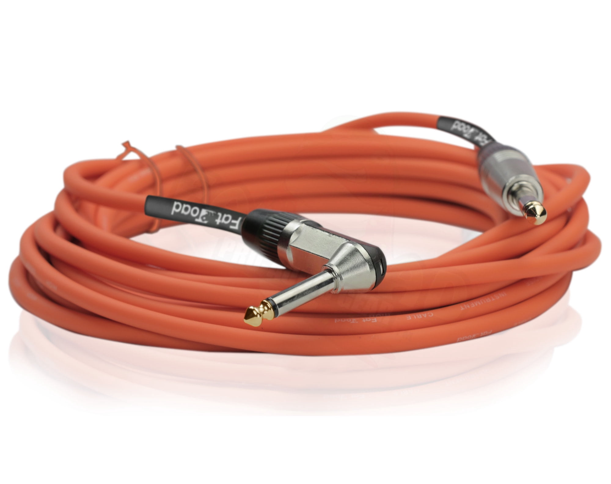 Right-Angled Guitar Cables (24-Pack) by FAT TOAD | 20FT 1/4-Inch Straight-End 24GA Instrument Cords for Electric Guitar, Bass, Pedal, Keyboard, Speaker Amplifier & Studio Recording