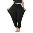 thumbnail image 5 of Women's Plus Size Pants Women Stretchy Plus Size Pants Solid Color Trouser Casual Loose Baggy With Pockets For Yoga Dance Sport Homewear,Black Women's Plus Size Pants XXXXL, 5 of 8