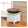 thumbnail image 2 of Set of 2 Chippendale Planter Boxes, White – Outdoor Flower Holder for Garden, Patio and Lawn – 14 ¾” sq. x 13 ¼ H Overall, 2 of 8