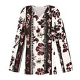 thumbnail image 4 of VEKDONE Women's Printed Long Sleeve Open Front Button Cardigan Wine XL, 4 of 5