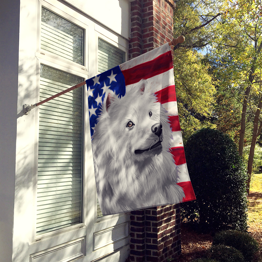 Gartenflagge Amerikanische Flagge Mit Eskimo Hund - Doppelseitig, Wetterfest - Ca. 28x38 Cm