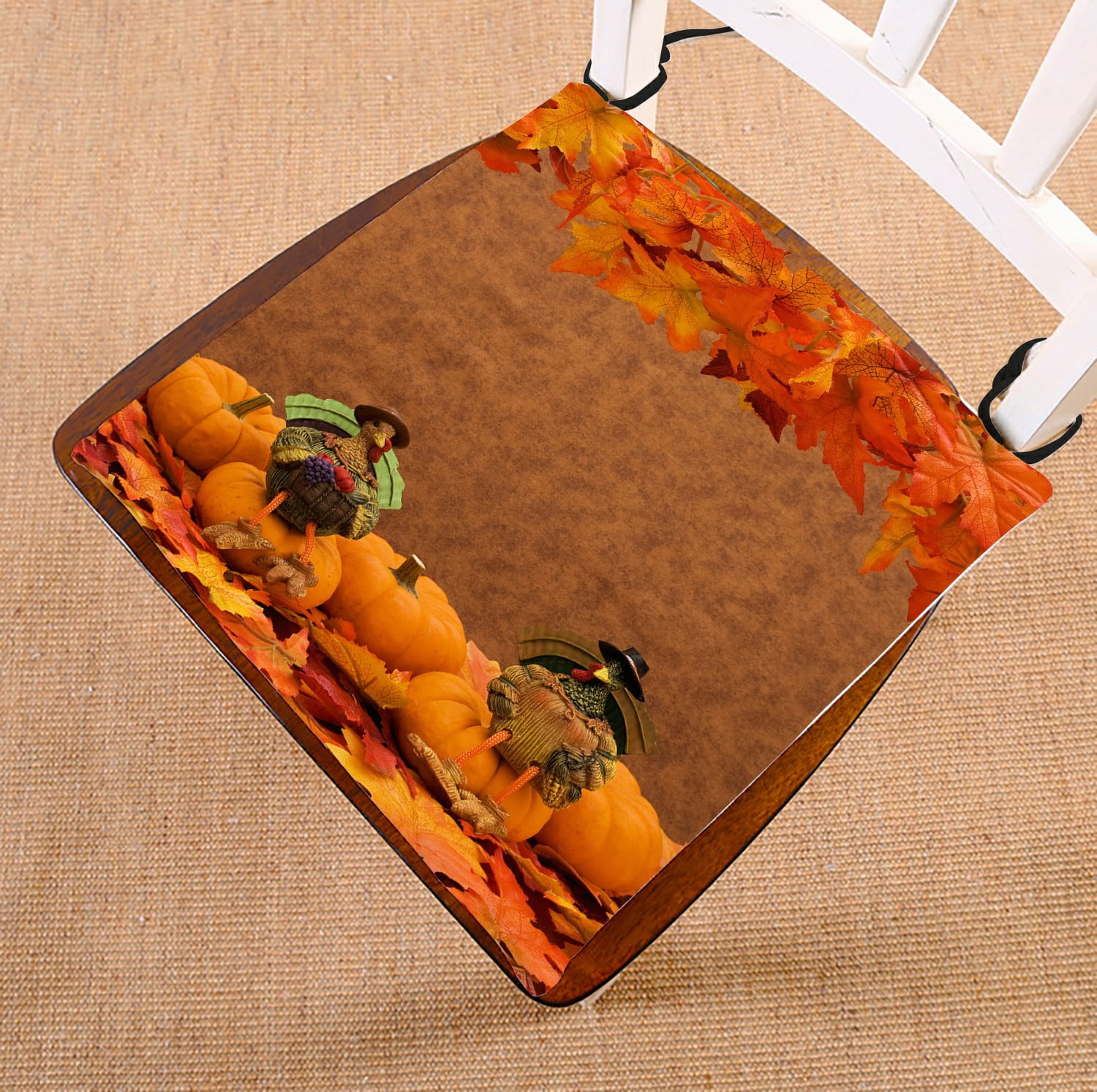 ECZJNT Pumpkins leaves turkey seat pad chair pads seat cushion 16x16