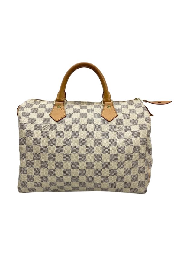 Pre-Owned Louis Vuitton Speedy 30 Handbag, Damier Azur, N41533 White, SP1067 (Older Model),...