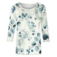 thumbnail image 3 of Womens 3/4 Sleeve Floral Tops Crewneck Graphic Print Base Tee Tshirts Loose Fit Casual Tunic Top Fall Spring, White-A S, 3 of 6