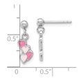 thumbnail image 3 of Diamond2Deal 925 Sterling Silver Rhodium-Plated Pink Enameled Hearts Post Dangle Earrings (L- 0.65 inch, W-0.22 inch), 3 of 6