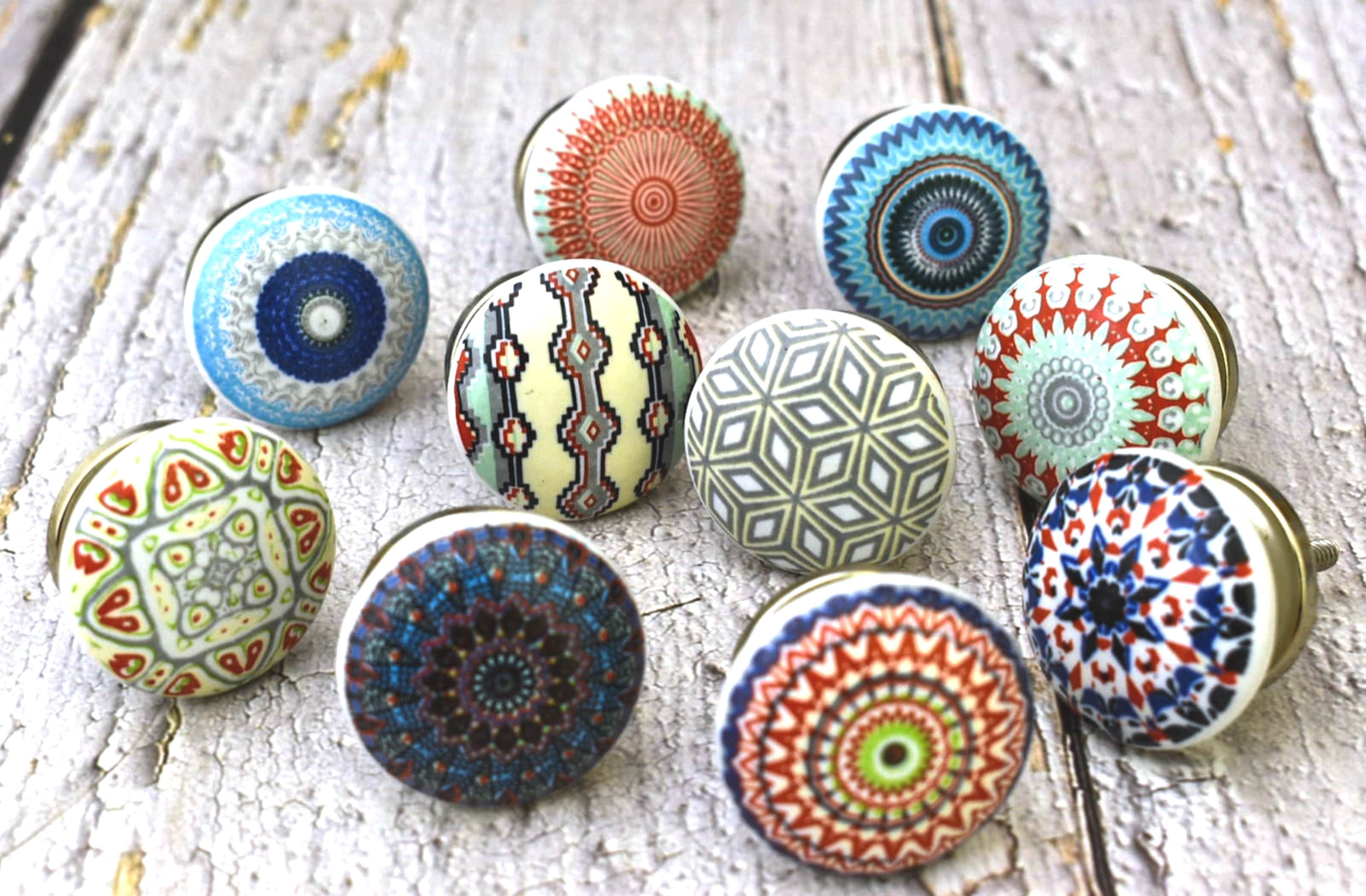 India House Ceramic Multicolor Knobs Kitchen Cabinet Drawer Knobs Hardware Knobs Handmade Knobs Cabinet Knobs Ceramic Door Knobs. Set of 20